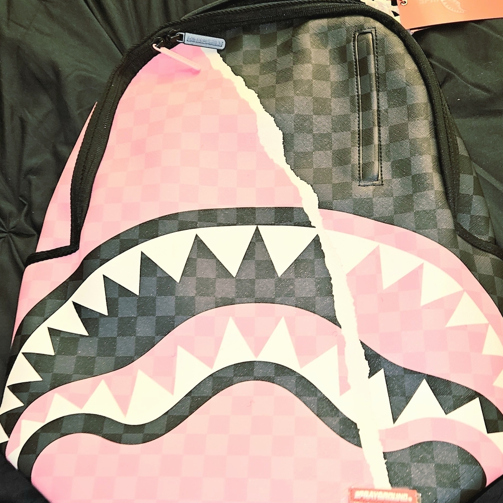 Sprayground Pink and Black Graphic Backpack